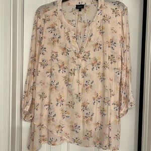 Jones New York Floral Blouse - Light Pink and Blue